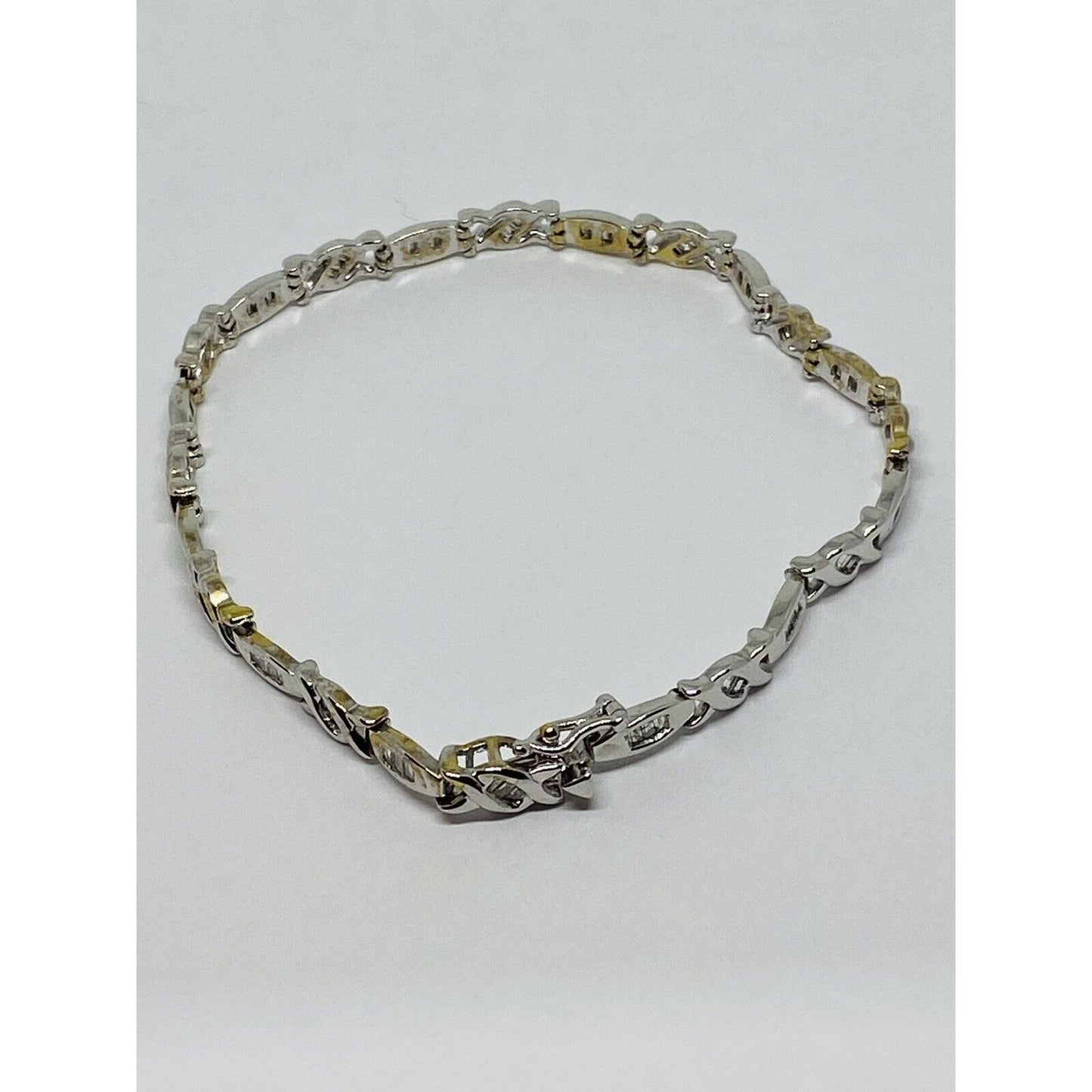 Solid 10K Gold Tennis Baguette Bracelet .72 TCW 8.7 Grams 4MM Wide READ