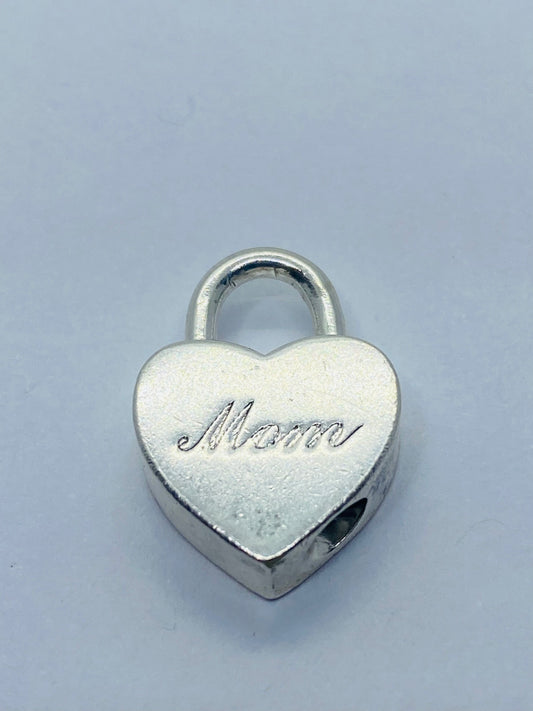 Tiffany & Co Silver Mom Heart Padlock Charm Pendant