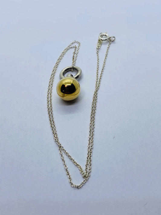 Tiffany & Co Fascination Ball Pendant in Yellow Gold  Sterling Silver 15” Chain