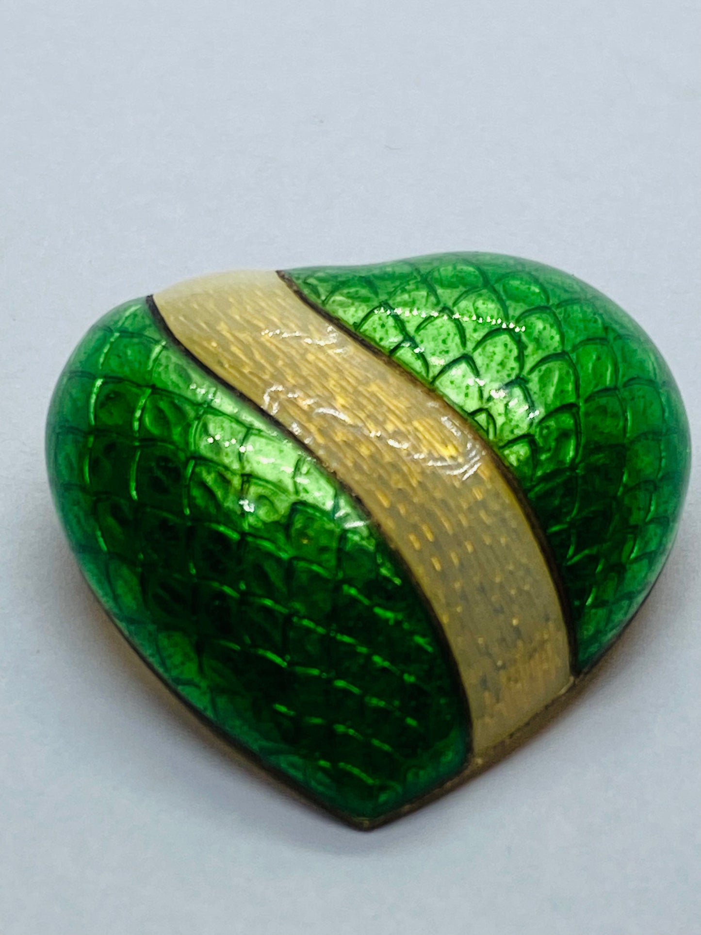 Tiffany & Co. Vintage Guilloche Enamel 18k Yellow Gold Heart Pendant Pin RARE