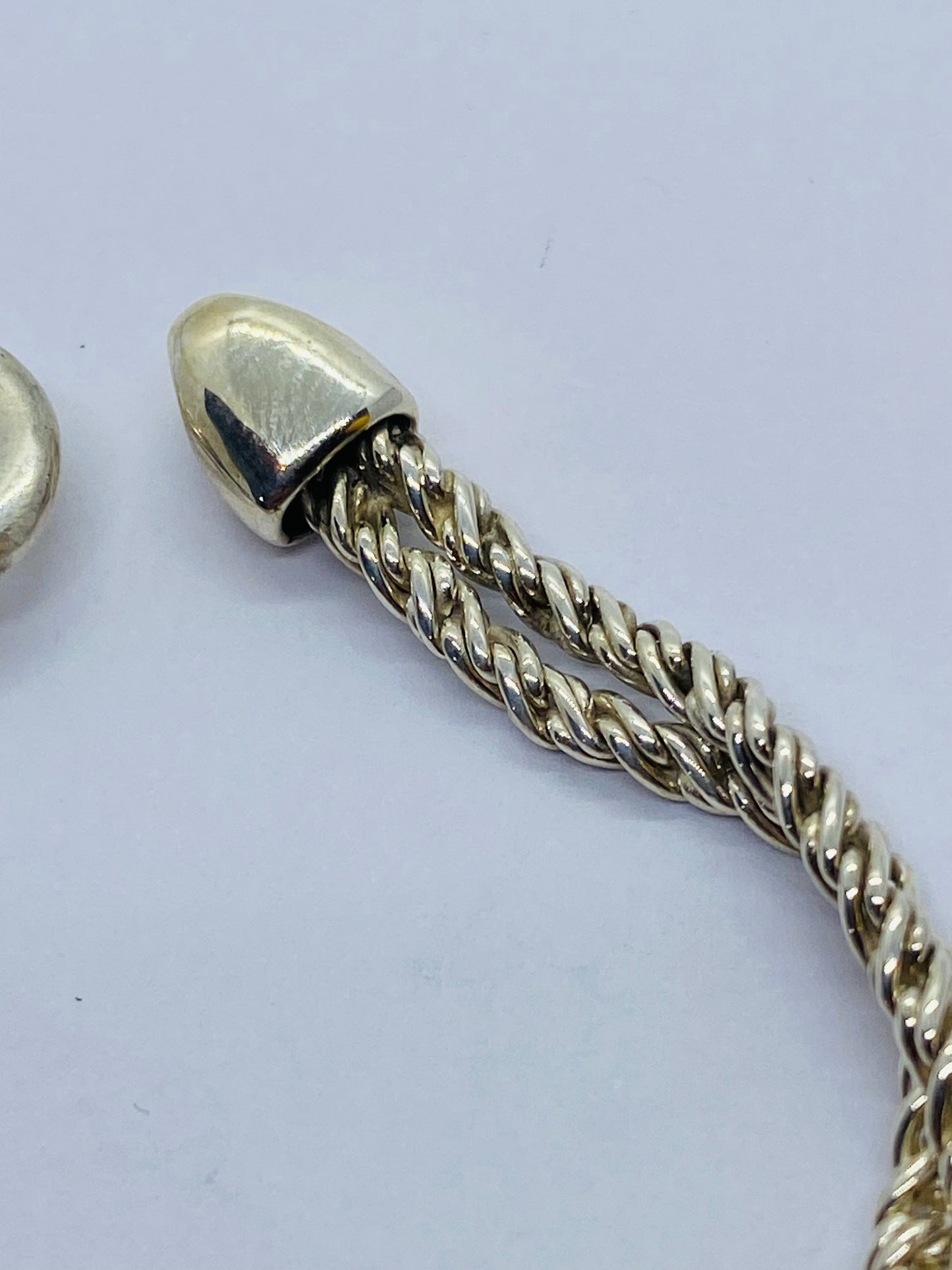 Tiffany & Co Sterling Silver & 18k Gold Double Rope Heart Slide Bracelet 6.75”