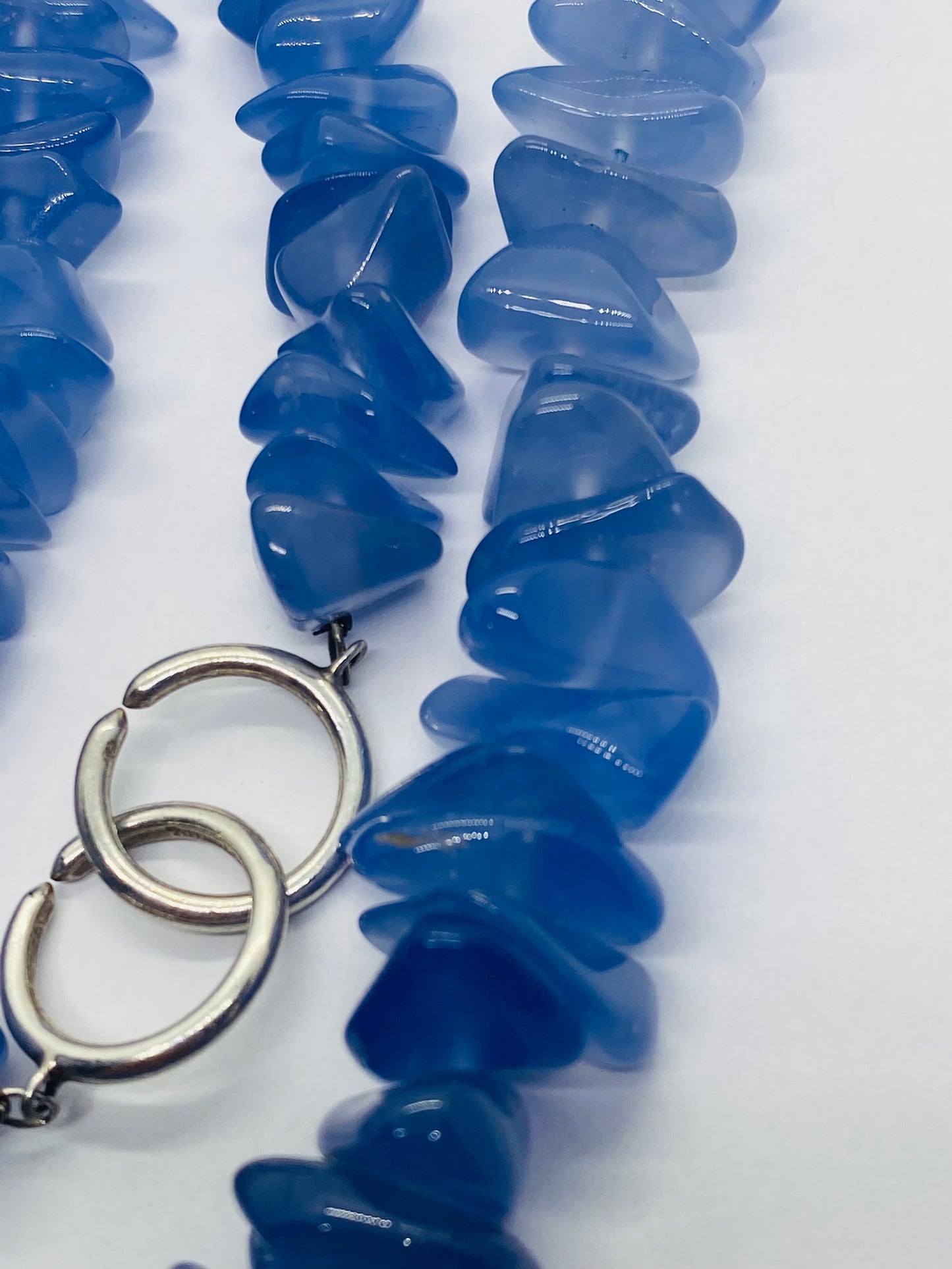 TIFFANY & CO PALOMA PICASSO STERLING SILVER BLUE CHALCEDONY BEAD NECKLACE 20.5”