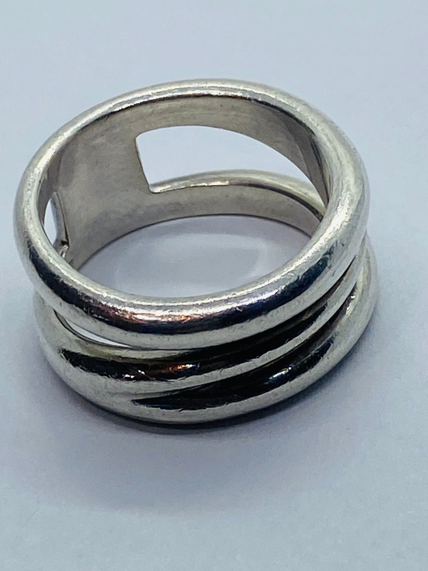 Tiffany & Co. Italy Sterling Silver Diagonal Wide Band Ring Size 7