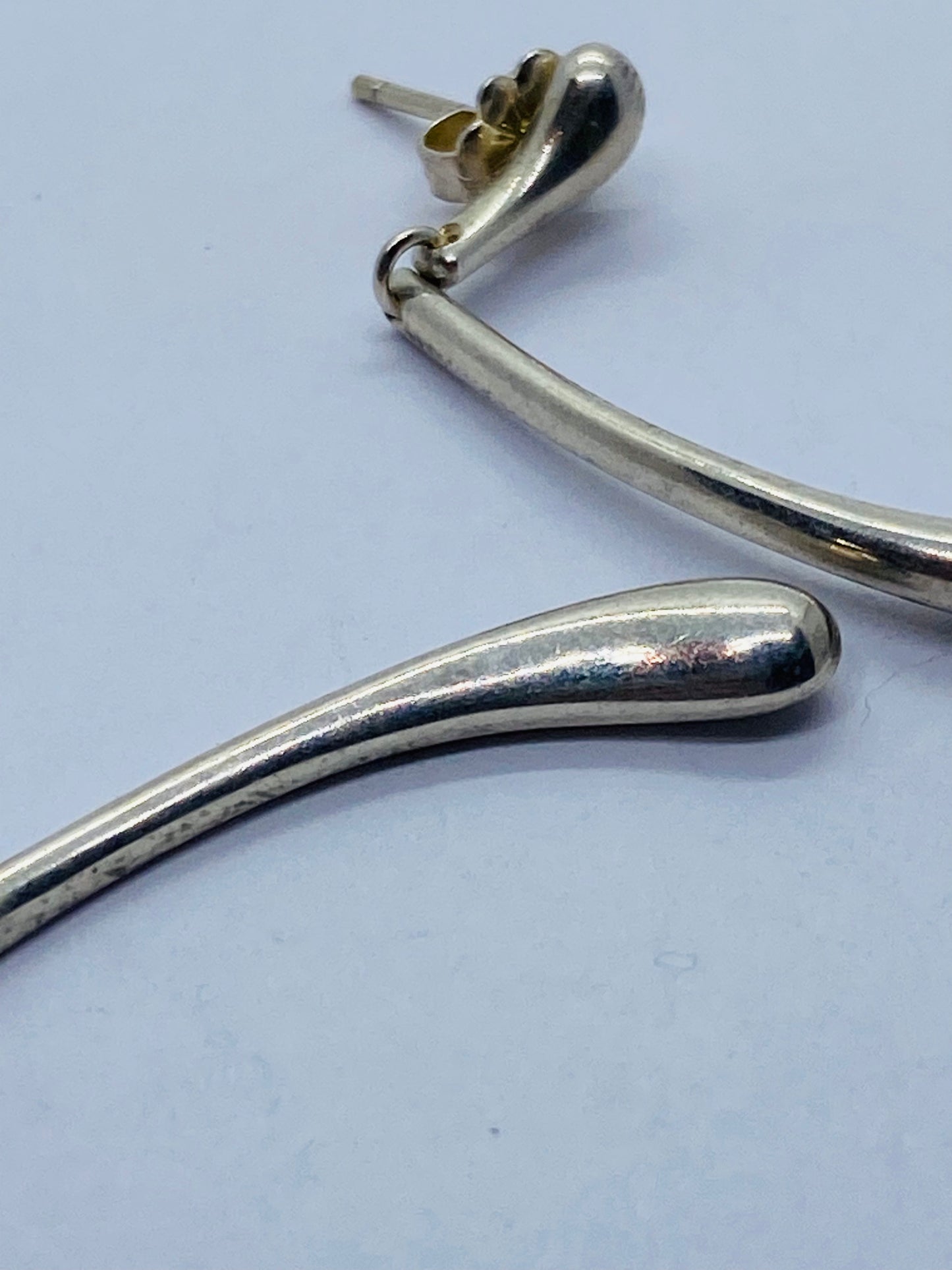Tiffany & Co Silver RARE Peretti Teardrop Tear Drop Elongated Dangle Earrings read