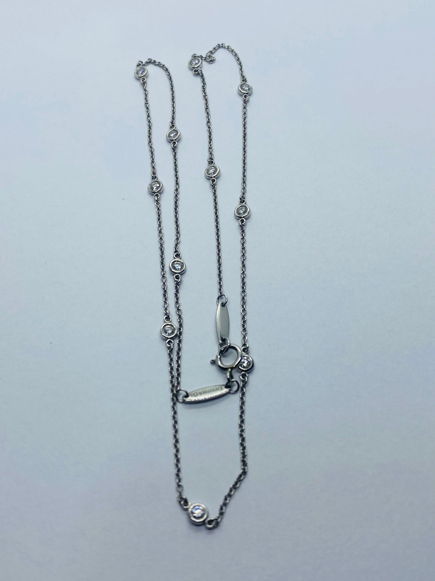 $5500 Tiffany & Co Peretti Platinum 0.33 carat Diamonds by the Yard Necklace