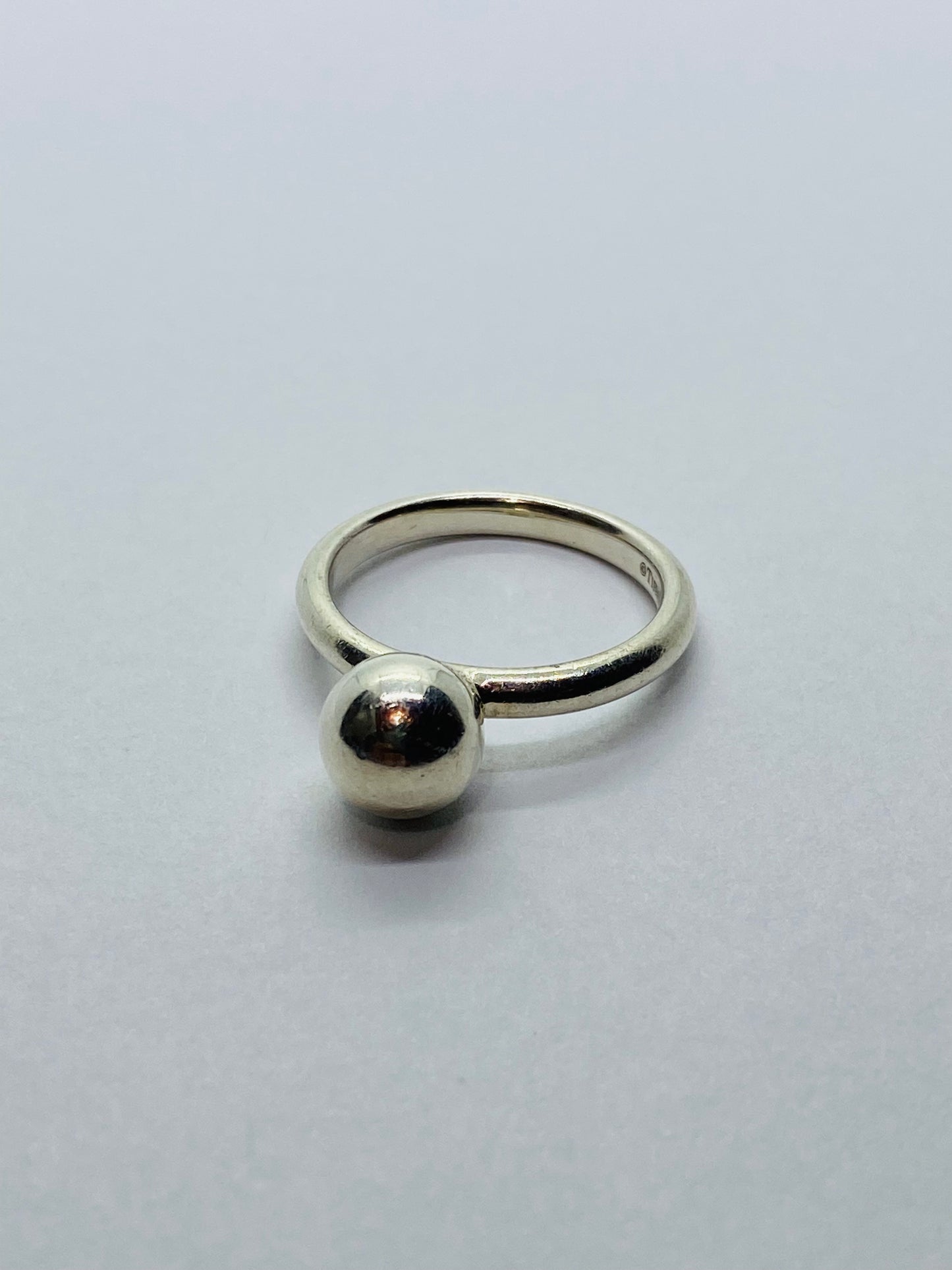 Tiffany Co Sterling Silver 8mm HardWear Hardware Round Ball Ring Size 5.75