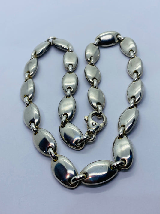 Tiffany & Co. Sterling Silver 925 Pebble  Oval Continuous 18” Necklace 116.6G