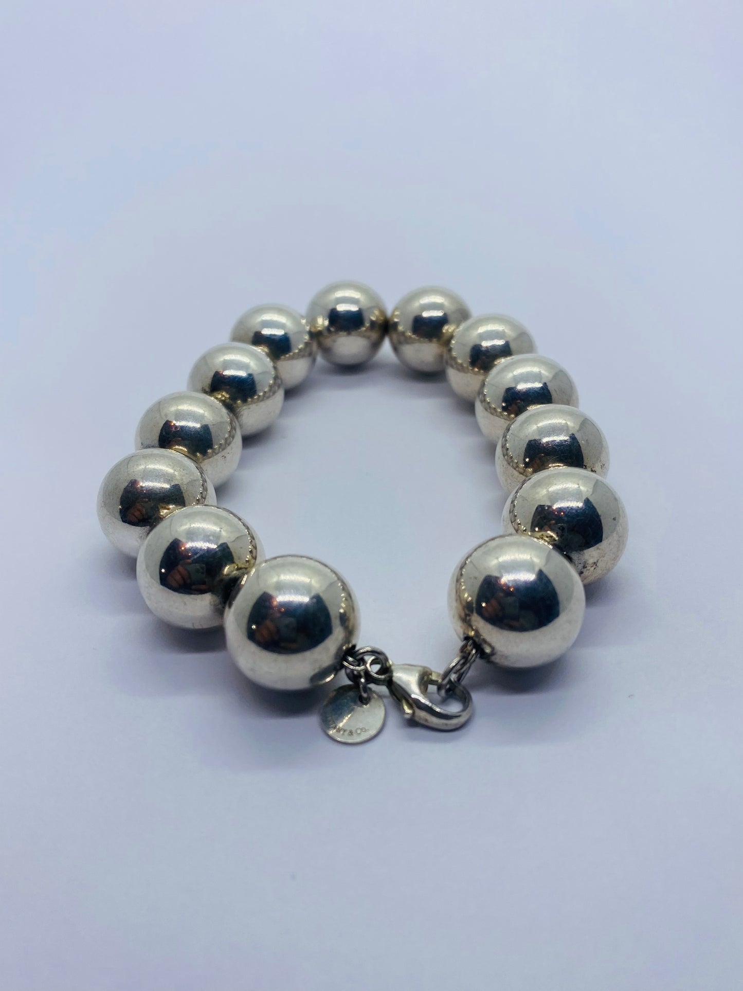 Tiffany & Co. Sterling Silver Large 14mm Hardwear Ball Bead 8" Bracelet Pouch