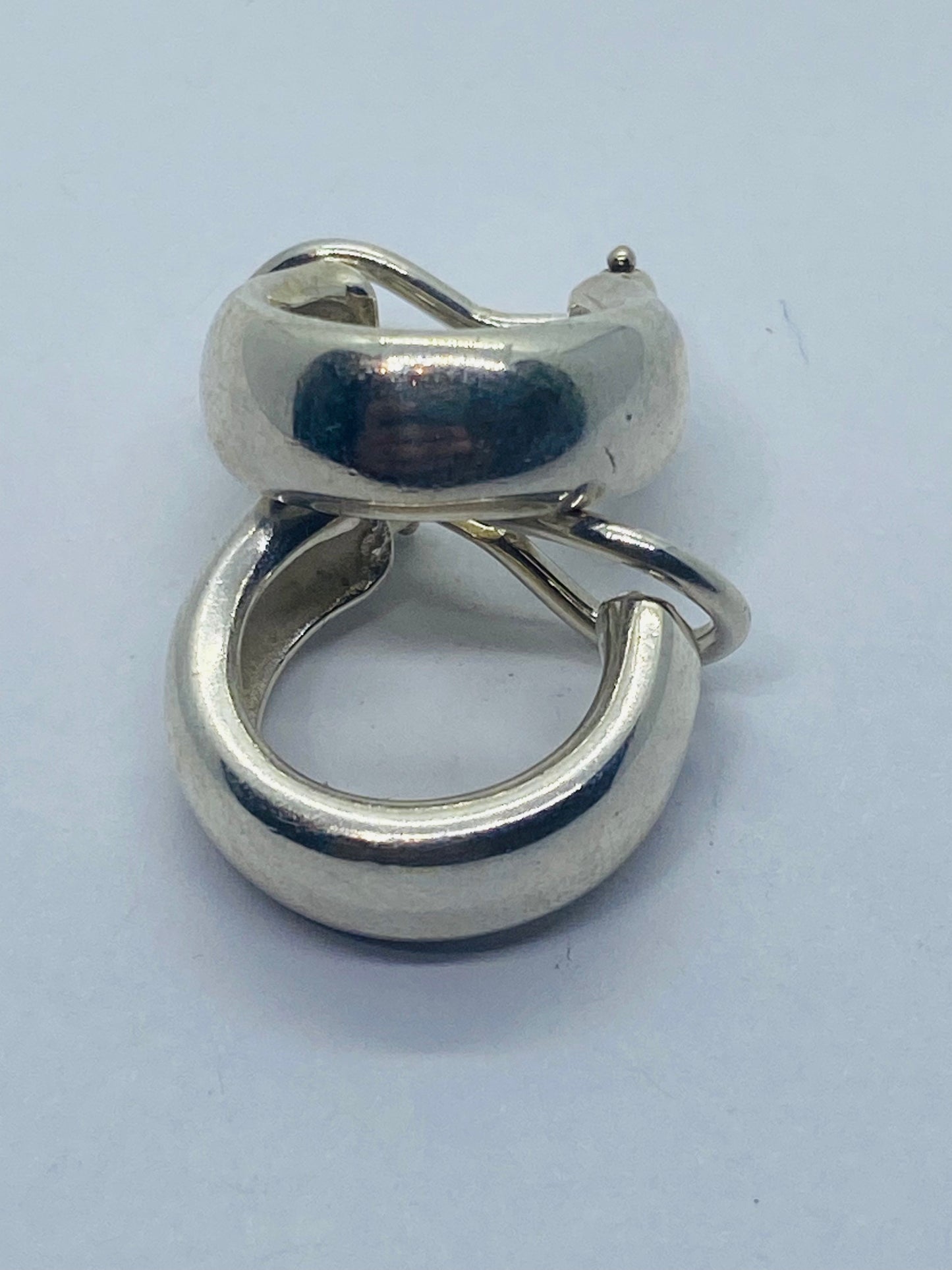 Tiffany & Co Vintage Hoop Huggie Clip on Earrings in Sterling Silver 16MM