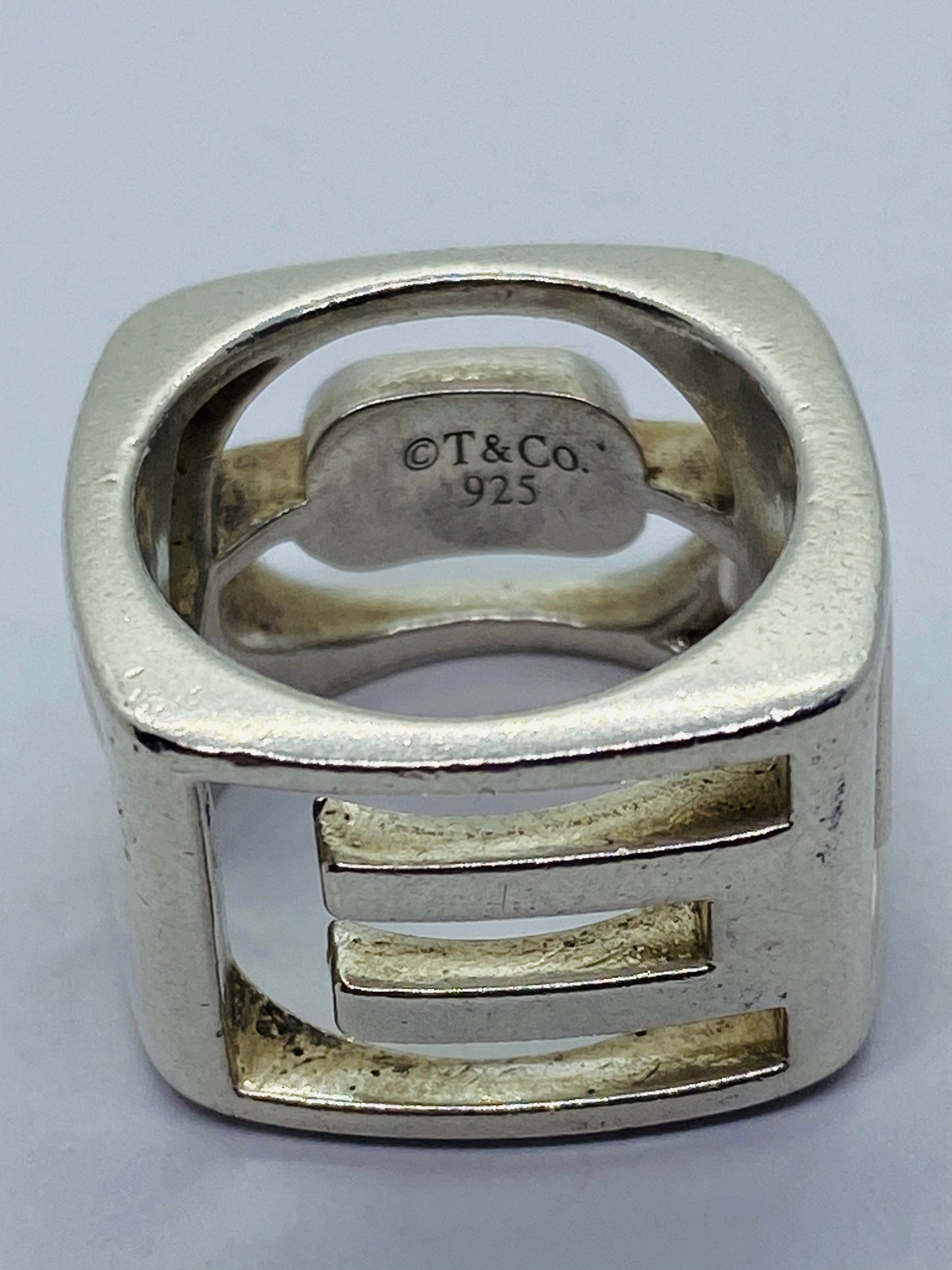 TIFFANY & CO DONALD CLAFLIN ERA STENCIL LOVE RING 925 STERLING SILVER 4.75 POUCH