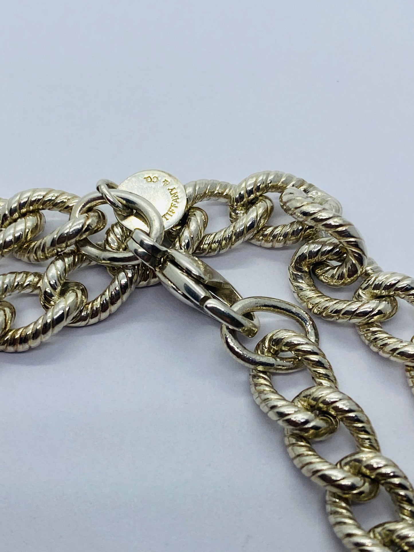 Tiffany & Co. Silver Twisted Cable Link Chain 16.5” Necklace
