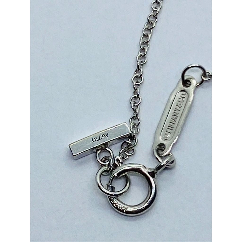 Tiffany & Co. T Smile Pendant Necklace 18K White Gold Mini 16-18"