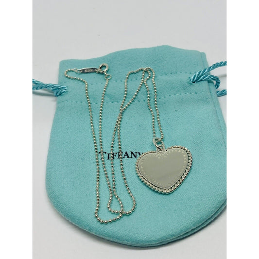 Tiffany & Co. RARE NY Twisted Heart Italy Sterling Silver Pendant Necklace BEAD