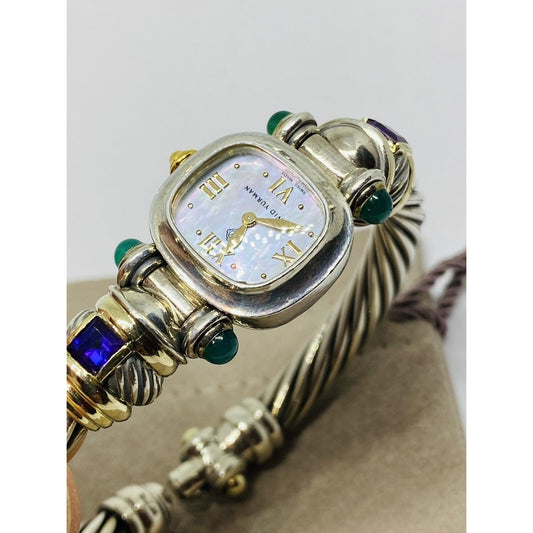 David Yurman 14k 925 Cable Amethyst Green Onyx Ladies Watch