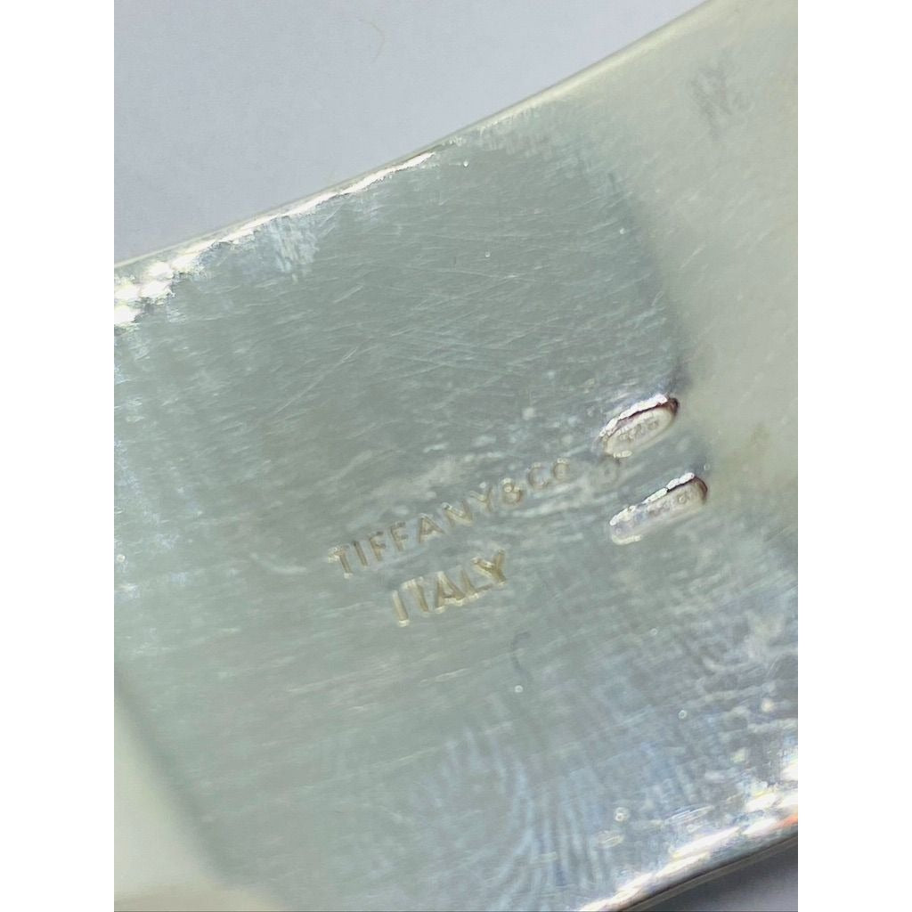 TIFFANY & CO STERLING SILVER Bangle Bracelet Wide Cuff 925 Silver Italy 26MM