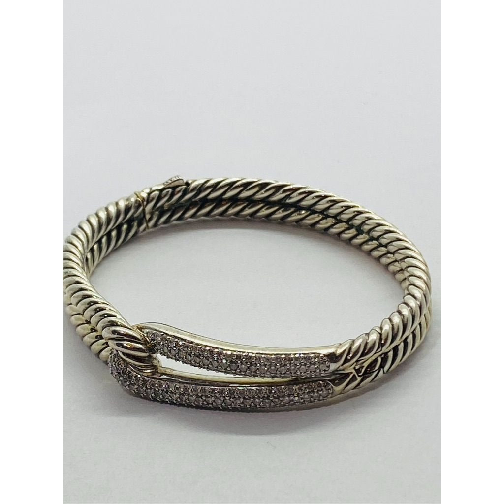 David Yurman Labyrinth 6” Diamond Bracelet Sterling with Pouch MSRP$2,750