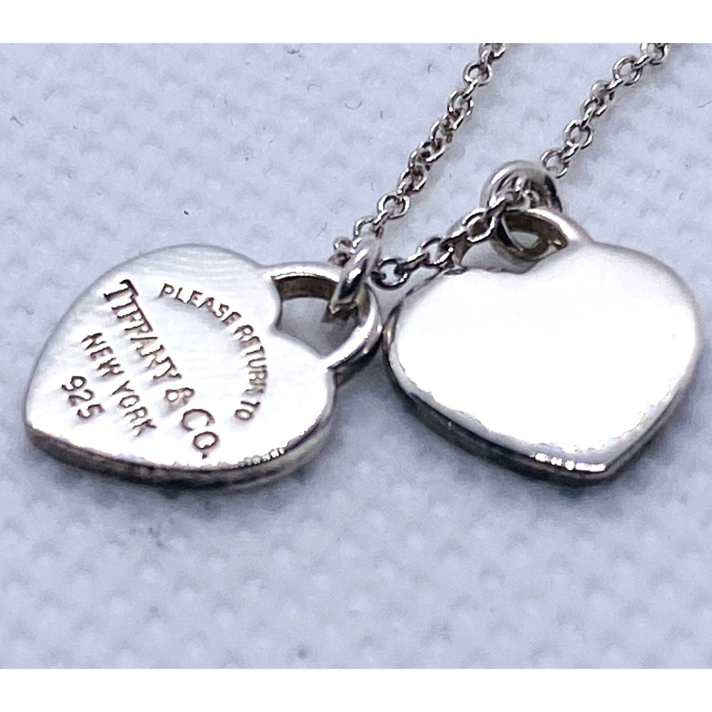 Tiffany & Co Sterling Silver 925 Mini Double Heart Necklace 18"