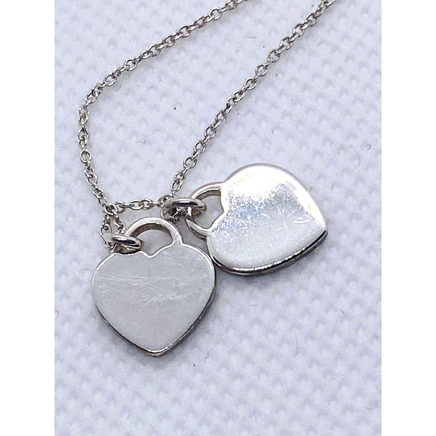 Tiffany & Co Sterling Silver 925 Mini Double Heart Necklace 18"