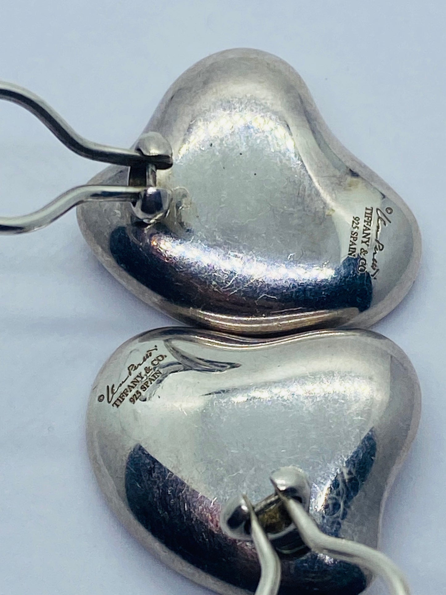 Tiffany & Co Silver Peretti HUGE Puff Puffy Heart Clip On Earrings 1x1"