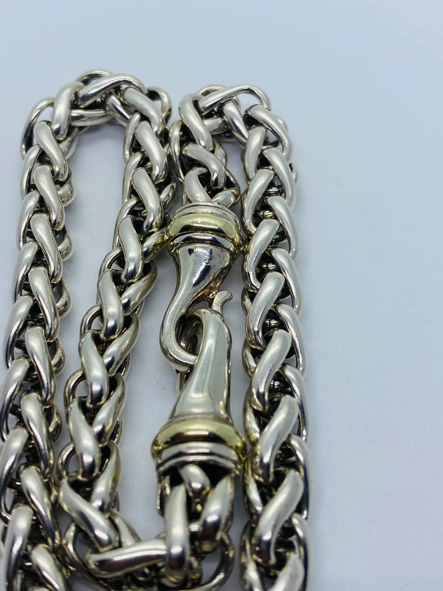 DAVID YURMAN Wheat Link Necklace Sterling Silver + 14k Gold  16” 88.9 Grams