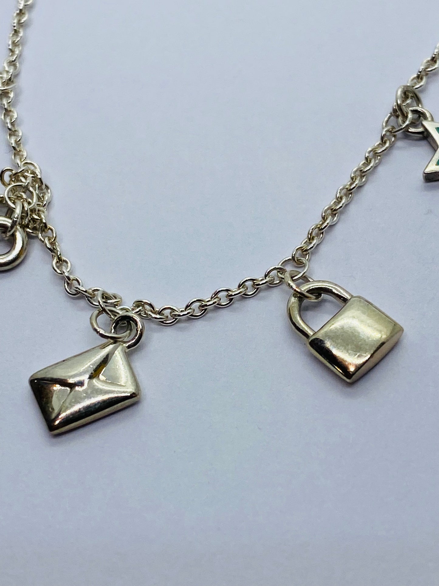 Tiffany & Co Sterling Silver  Blue Enamel Mini Charm Bracelet