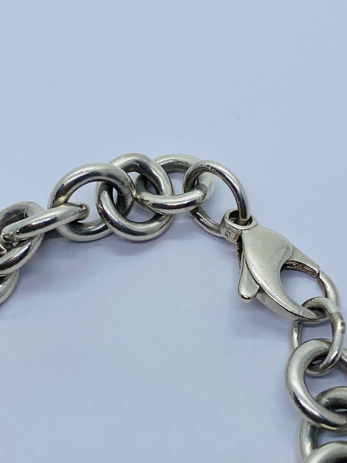 Tiffany & Co Silver Enamel Blue Black Enamel Heel Shoe Charm Pump Bracelet 7.5”