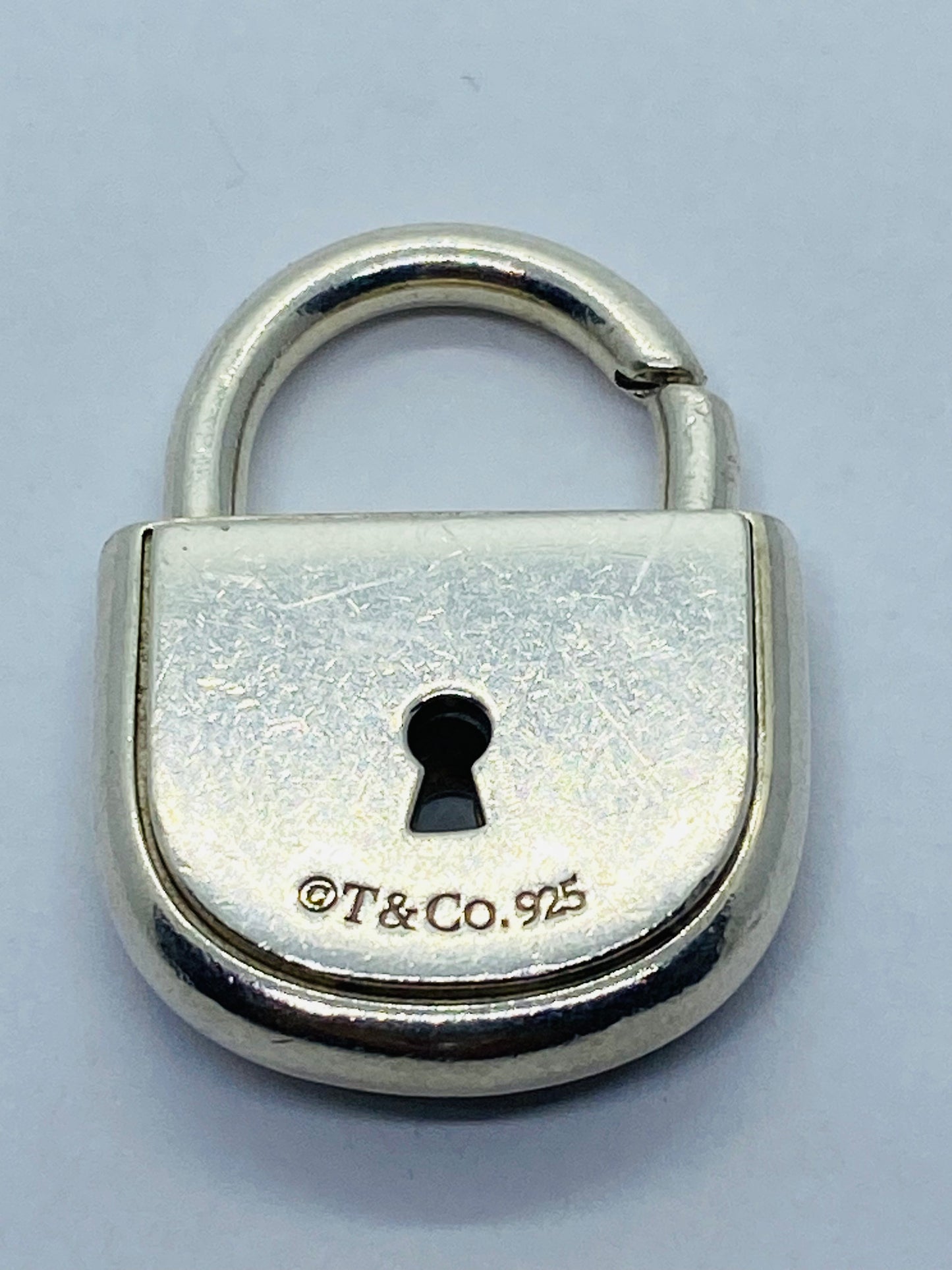 Tiffany Co Sterling Silver Arc Padlock Lock Keyhole Oval Charm Pendant