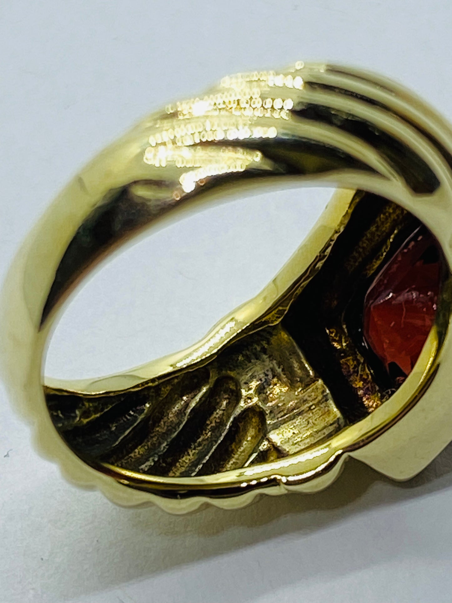 DAVID YURMAN Solid 14K Yellow Gold CABLE Cushion Cut Garnet Ring 5.5