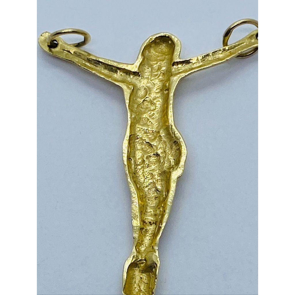 14K Yellow Gold Cross Crucifix Charm Necklace Pendant 44 x 37 MM