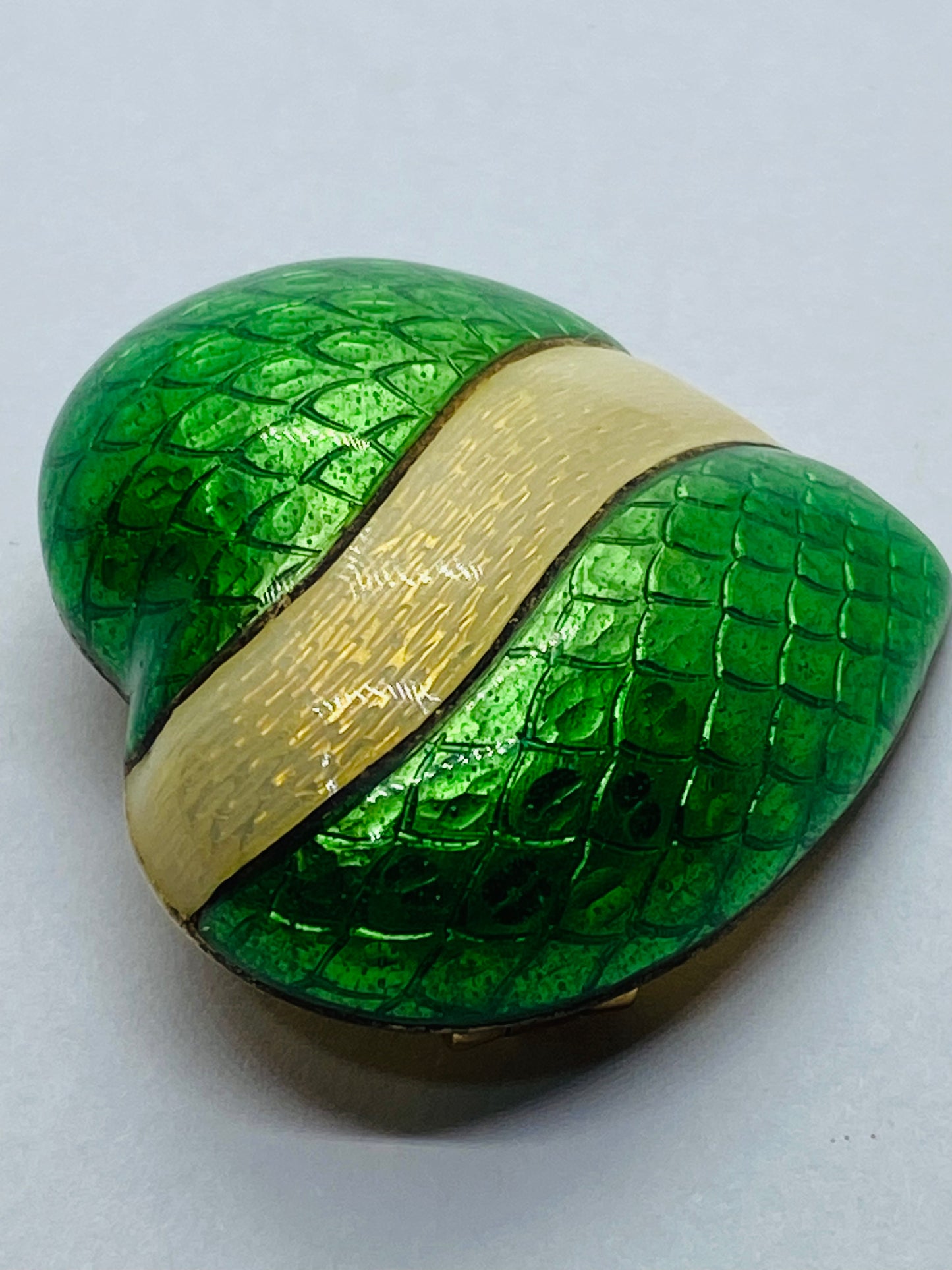 Tiffany & Co. Vintage Guilloche Enamel 18k Yellow Gold Heart Pendant Pin RARE