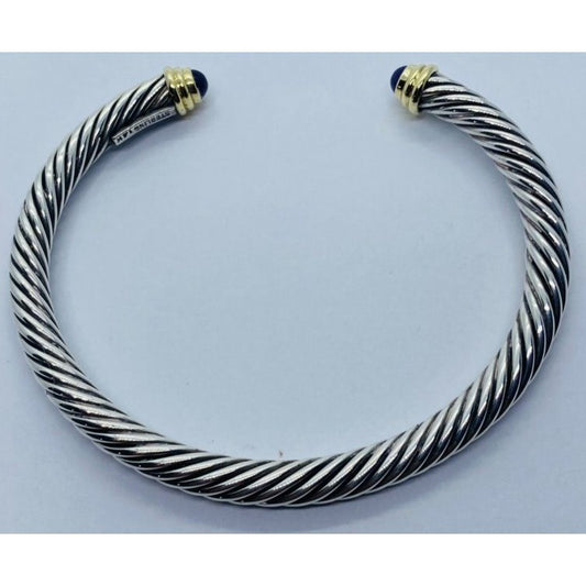 Sterling Si.ver 925 14K 585 Cable Amethyst Bracelet