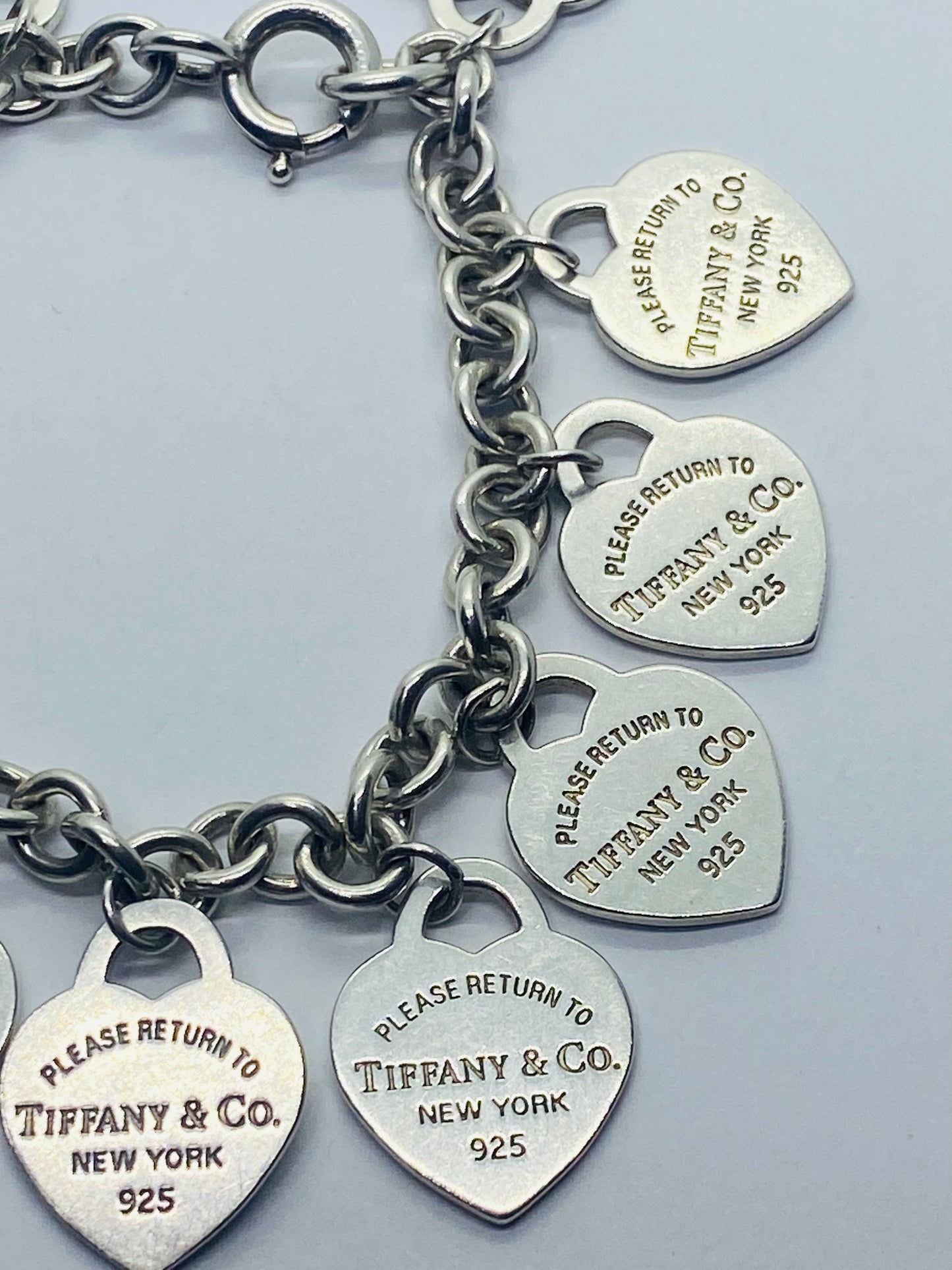 Tiffany & Co Multi Heart Bracelet 7” Sterling Silver 925 Rare RETIRED Pouch Box
