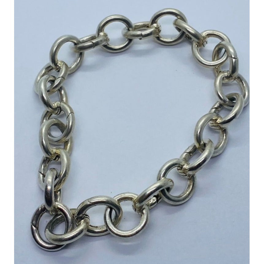 Tiffany Co Italy Sterling Silver Round Circle Clasping Link 8" Bracelet