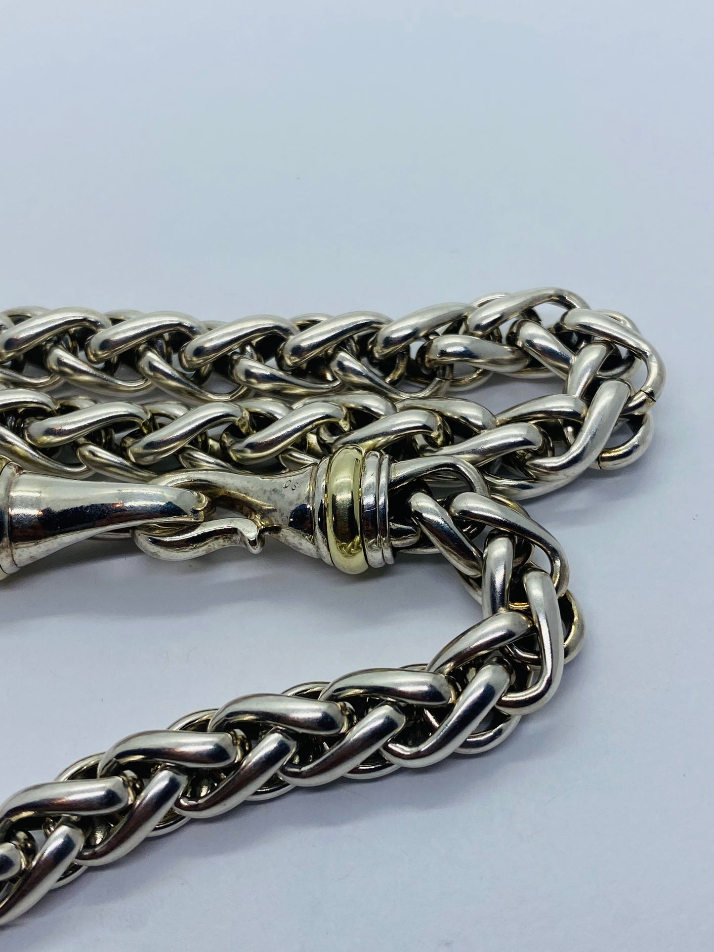 DAVID YURMAN Wheat Link Necklace Sterling Silver + 14k Gold  16” 88.9 Grams