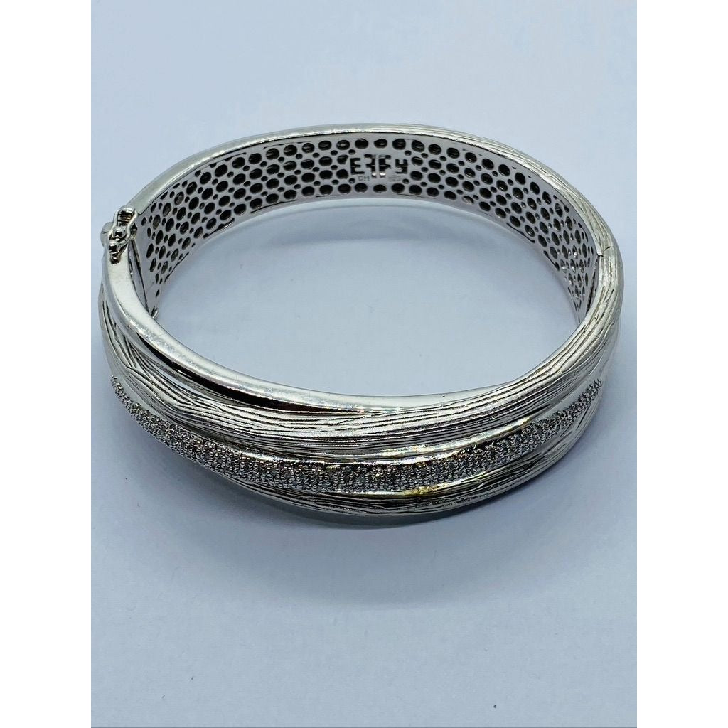 EFFY BH Balissima Diamond Sterling Silver Hinged Bangle asymmetric Bracelet