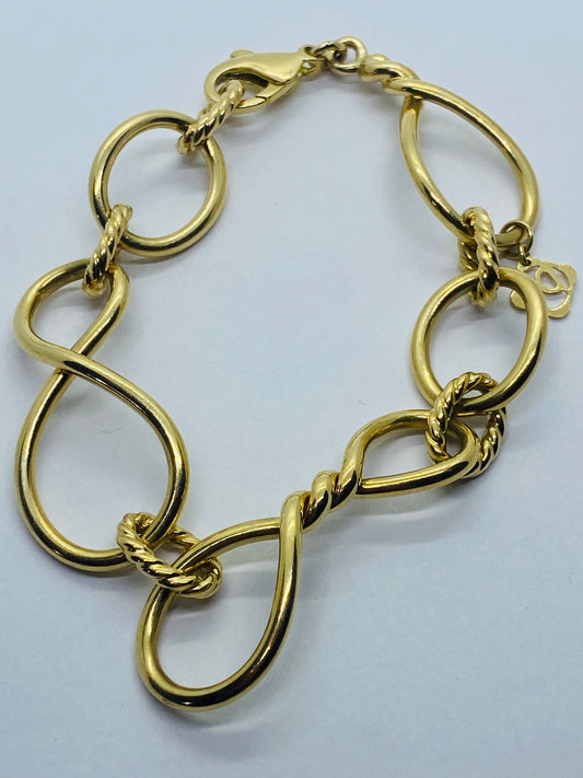 David Yurman 18K Yellow Gold Continuance Link Bracelet DY & 750 (read)