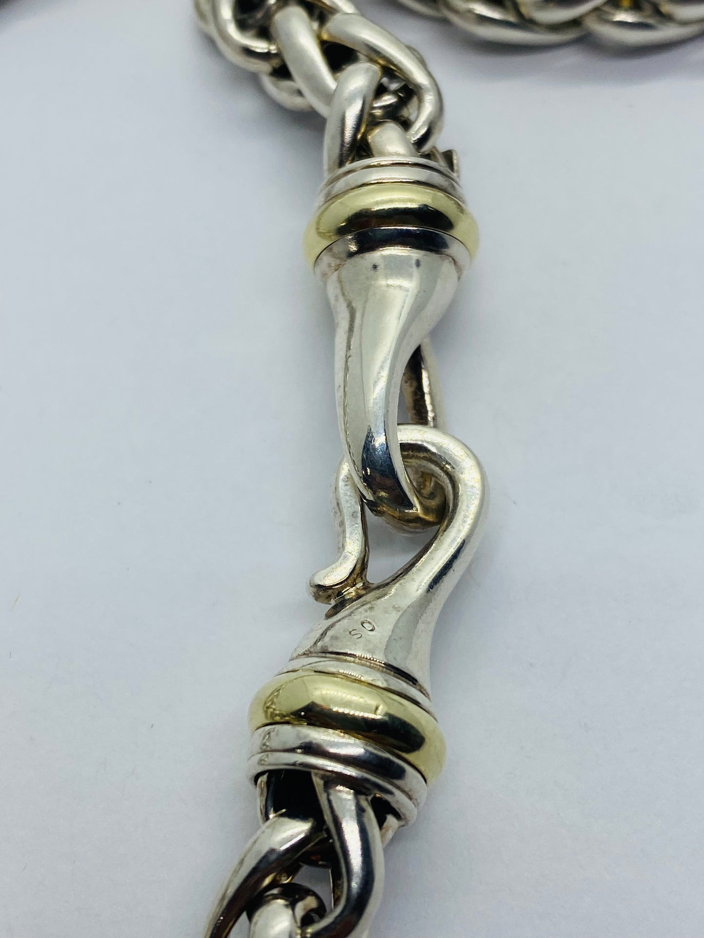 DAVID YURMAN Wheat Link Necklace Sterling Silver + 14k Gold  16” 88.9 Grams