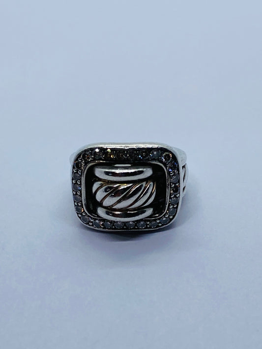 David Yurman Sterling Silver Cable Diamond Buckle Band size 6