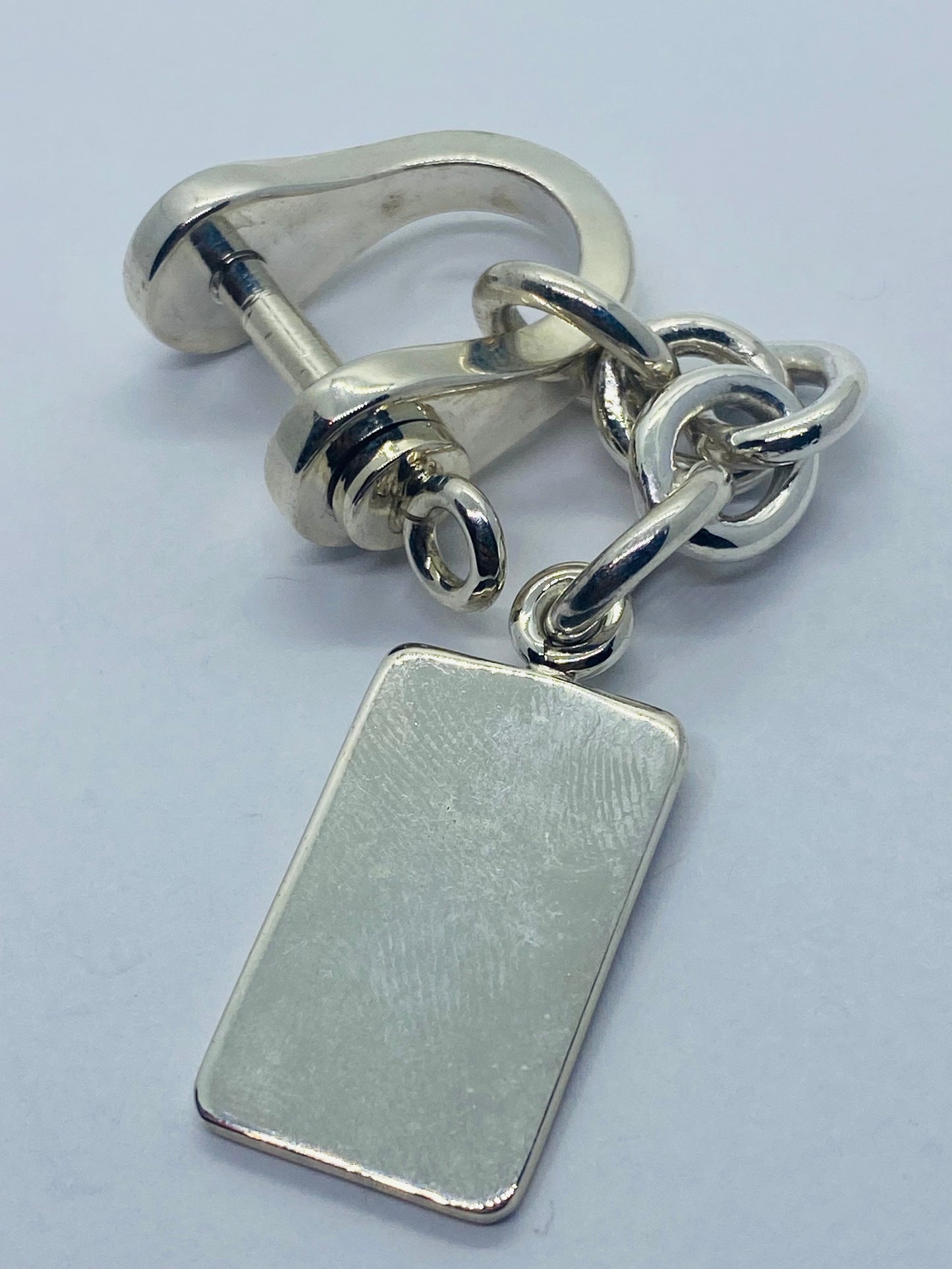 Tiffany & Co VINTAGE Shackle and ID  Tag Key Ring KEYRING, KEYCHAIN 3.25”