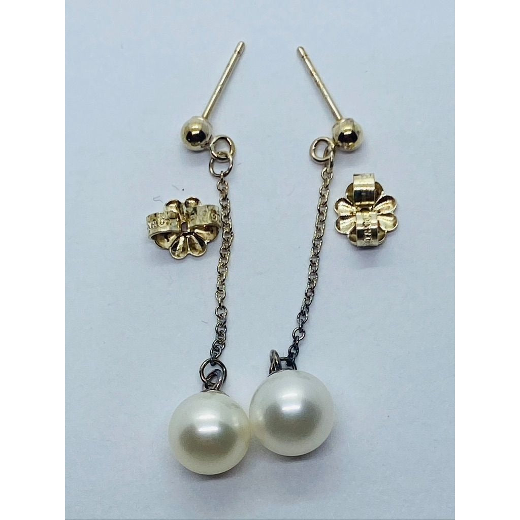 Tiffany 7 Co 925 Pearl Drop Dangle Earrings 6.5mm pearls