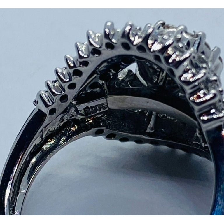 10K White Gold Cluster Diamond Ring Size 7 1.87CT