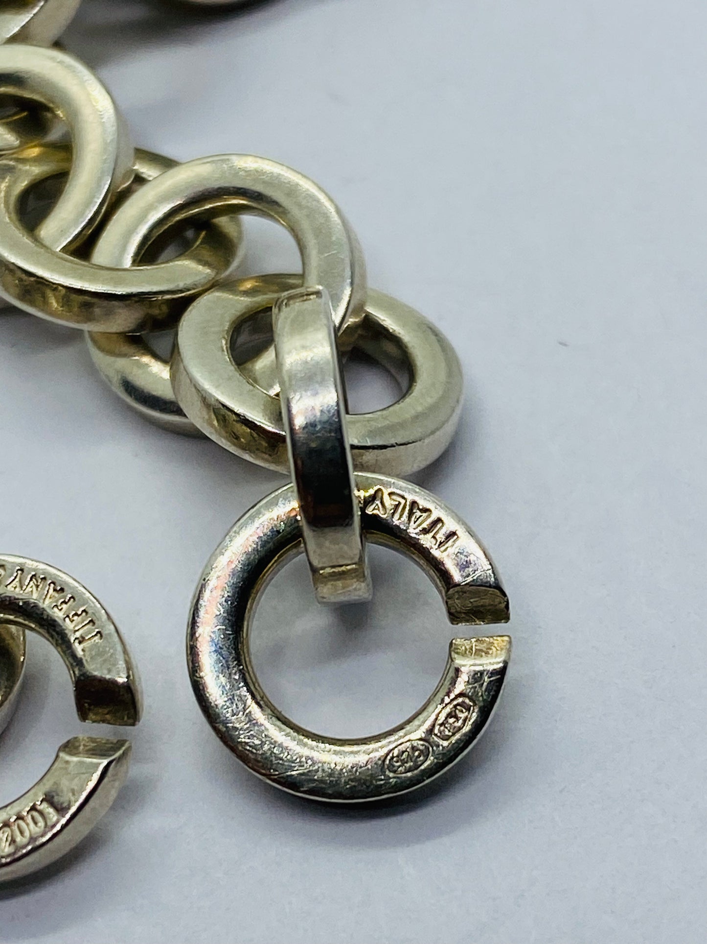 Tiffany & Co. Necklace Circle Link Sterling Silver & 18K Yellow Gold 16" Long