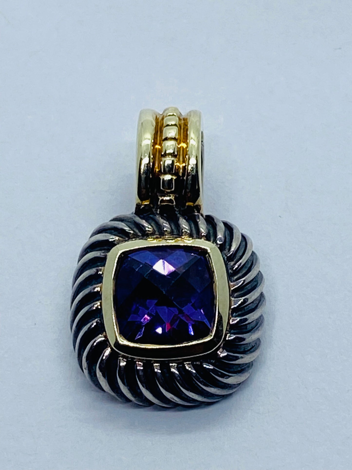 DAVID YURMAN 14KT GOLD & STERLING SILVER AMETHYST ALBION ENHANCER PENDANT