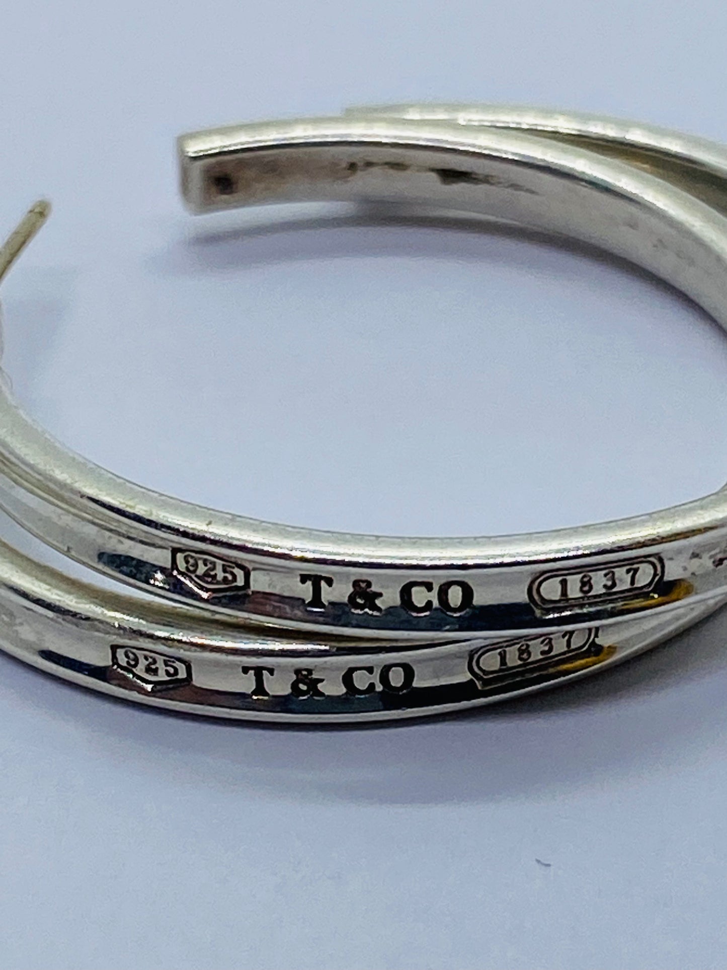 Tiffany & Co. 1837 Narrow Large 33mm Hoop Earrings Love Sterling Silver