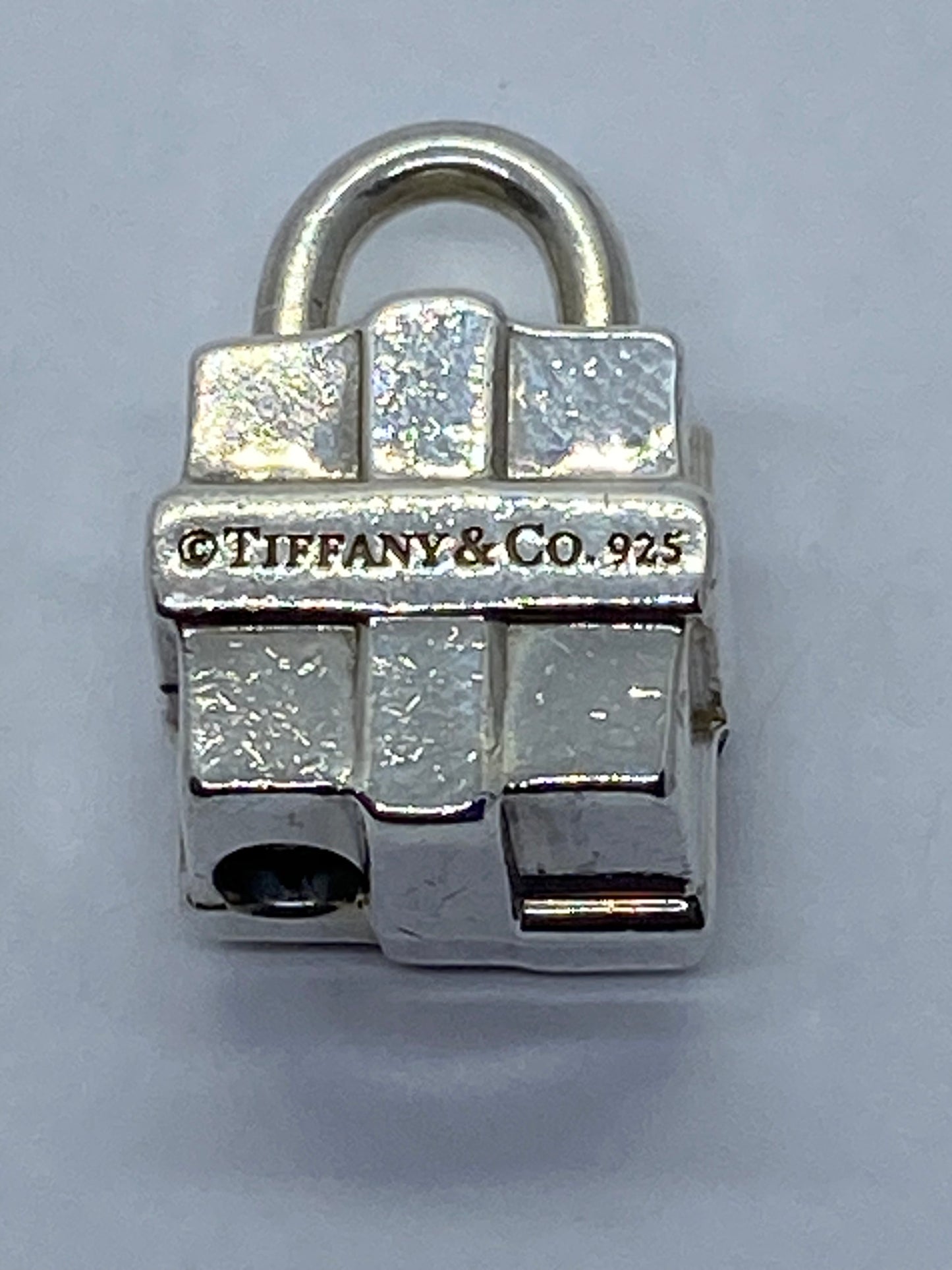 Tiffany & Co Silver Signature Gift Box Padlock Charm Pendant  OPENS