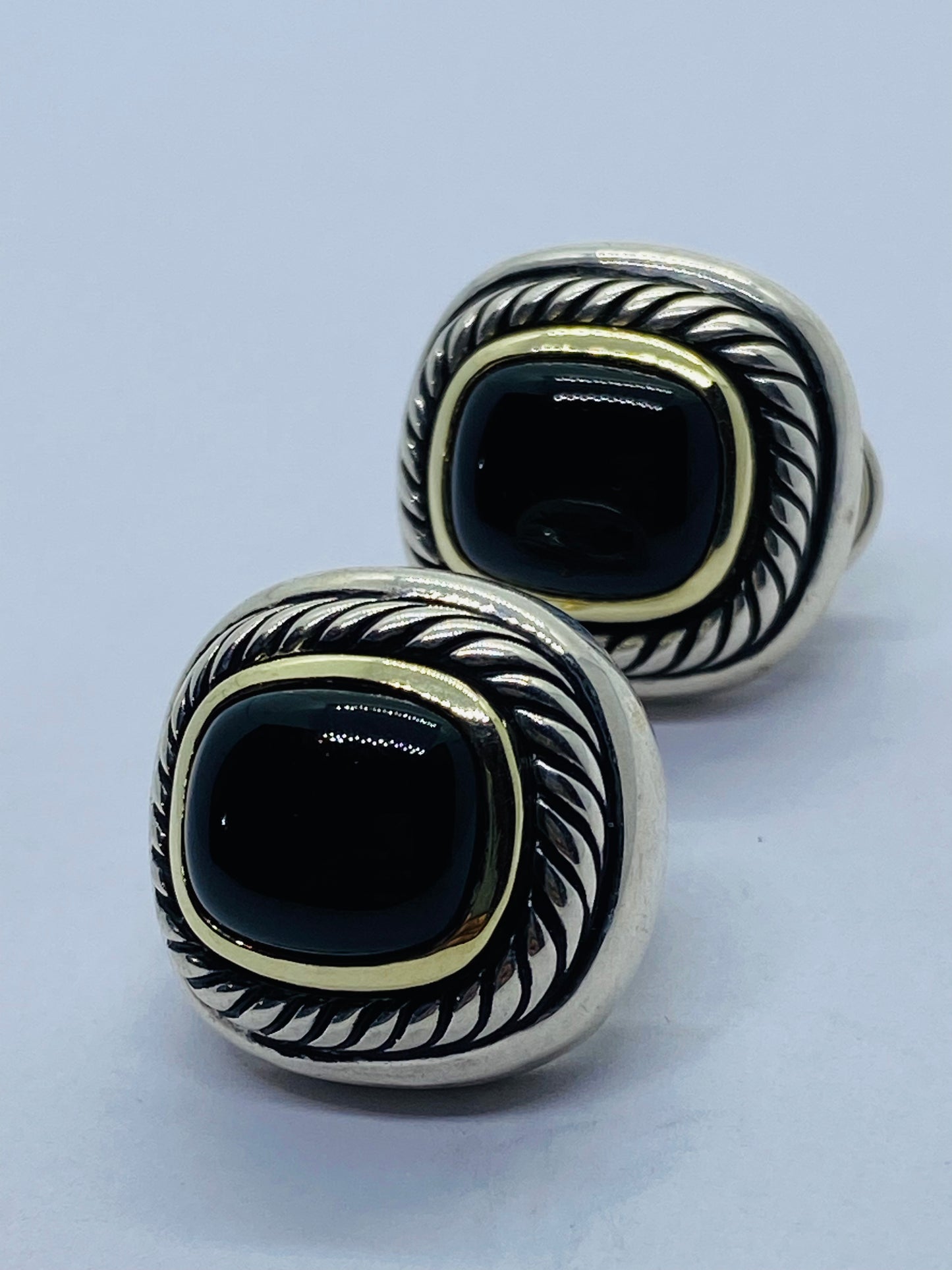 David Yurman Albion ONYX Two-Tone 14K Gold & 925 Sterling Silver Earrings 20mm