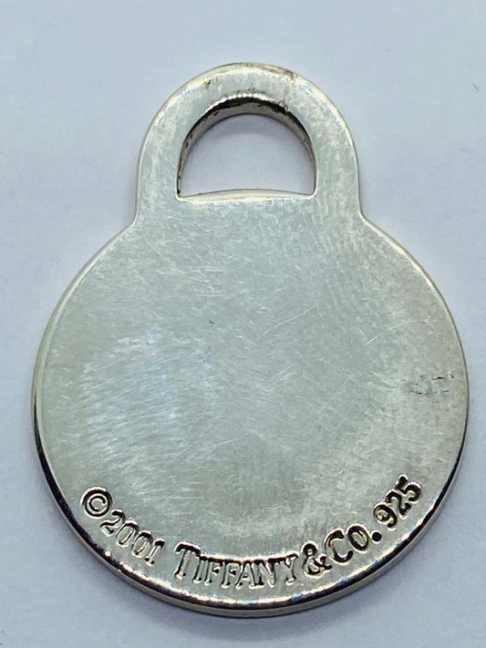 Tiffany & Co. Medium Sterling Silver .925 Round Tag Charm Pendant