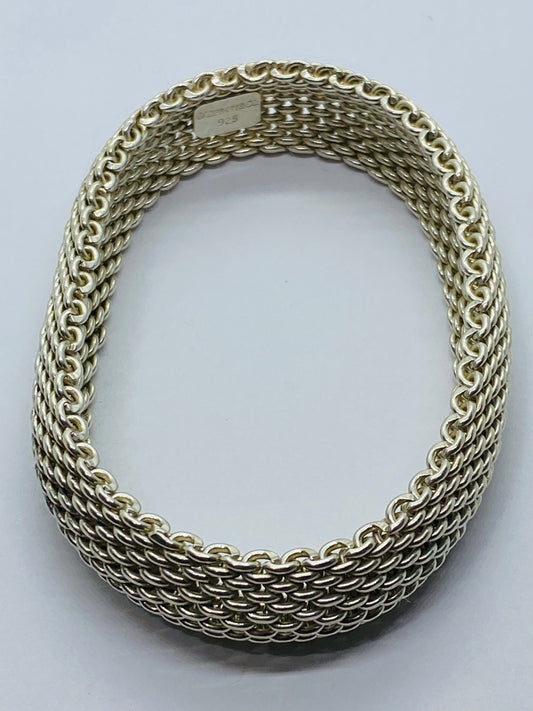 Tiffany & Co. 7.75” Somerset Mesh 15MM Wide Bracelet in Sterling Silver