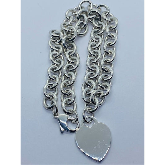 Tiffany & Co Sterling Silver Engravable Blank Heart Tag Necklace 16"