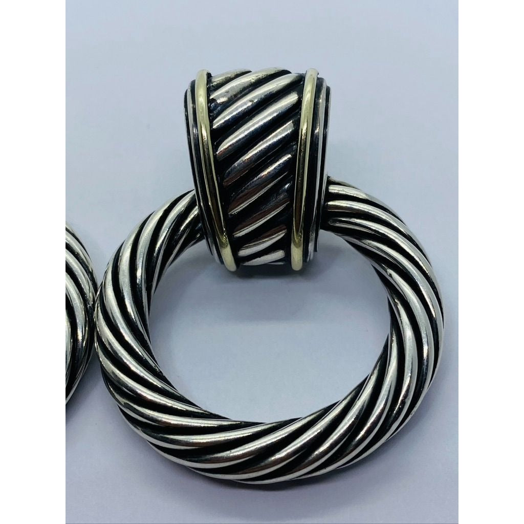 David Yurman XL 925 & 14K gold Door Knocker Convertible Earrings 53MM 35.6 Grams